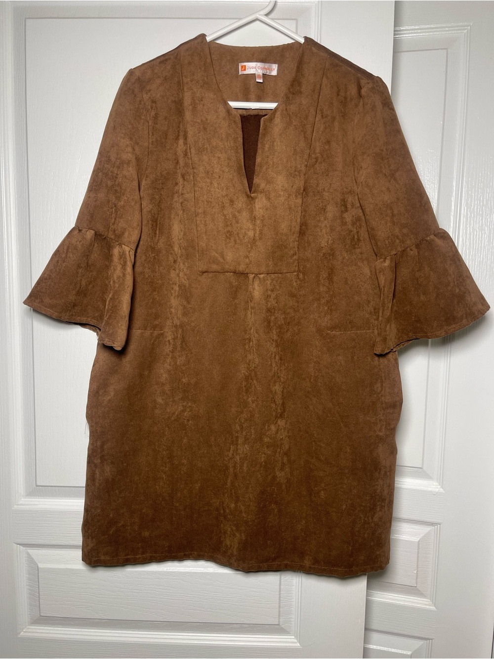 Jude Connally Kerry Faux Suede Dress Brown XS - Picture 2 of 14